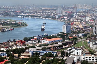 天津塘沽區海河外灘風景